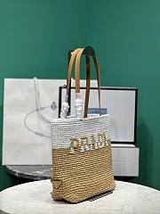 Prada small raffia and leather tote bag - 4