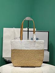 Prada small raffia and leather tote bag - 3