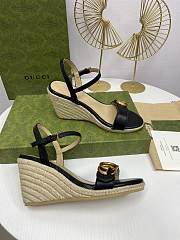 Gucci aitana espadrille wedge black sandals 85mm - 6