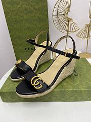 Gucci aitana espadrille wedge black sandals 85mm - 5