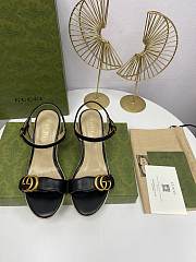 Gucci aitana espadrille wedge black sandals 85mm - 4