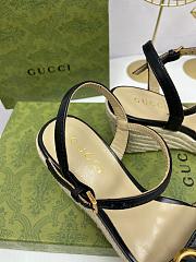 Gucci aitana espadrille wedge black sandals 85mm - 2