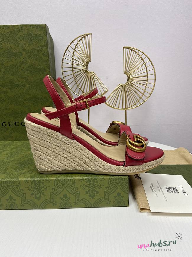 Gucci aitana espadrille wedge red sandals 85mm - 1