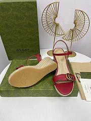 Gucci aitana espadrille wedge red sandals 85mm - 4