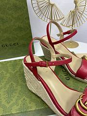 Gucci aitana espadrille wedge red sandals 85mm - 3