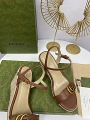 Gucci aitana espadrille wedge brown sandals 85mm - 5