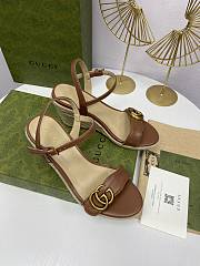 Gucci aitana espadrille wedge brown sandals 85mm - 4