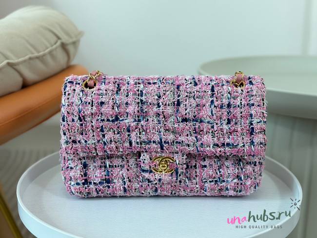 Chanel CF Pink Tweed Flap Bag - 1