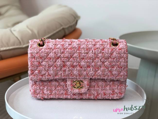 Chanel CF Hot Pink Tweed Flap Bag - 1