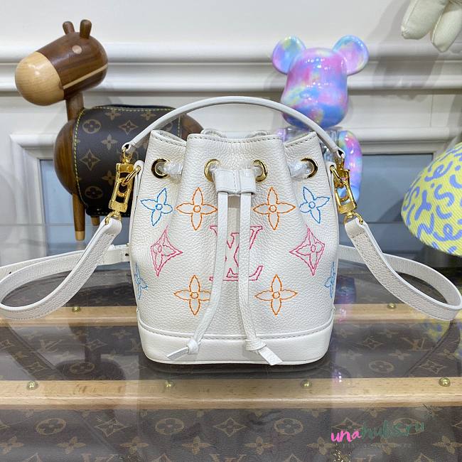 Louis Vuitton mini noe white leather bag M23088 - 1