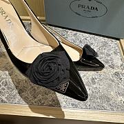 Prada 65mm Faux-flower Black Leather Pumps - 3