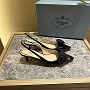 Prada 65mm Faux-flower Black Leather Pumps - 5