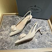 Prada 65mm Faux-flower Beige Leather Pumps  - 3