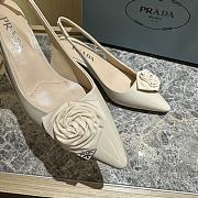 Prada 65mm Faux-flower Beige Leather Pumps  - 6