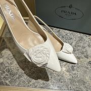 Prada 65mm Faux-flower White Leather Pumps - 6