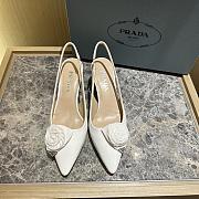 Prada 65mm Faux-flower White Leather Pumps - 1