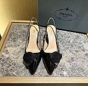 Prada 65mm Faux-flower Black Leather Pumps - 1