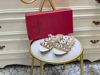 Valentino White Leather Slippers