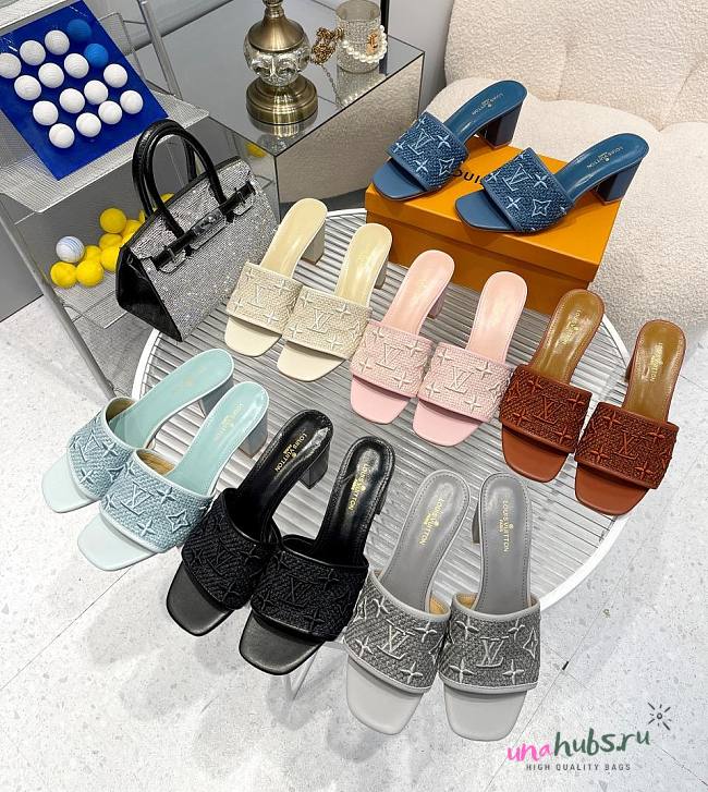 Louis Vuitton monogram heeled slippers ( 7 colors) - 1