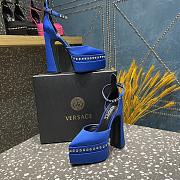 Versace Aevitas Pointy stud blue leather platform pumps - 3