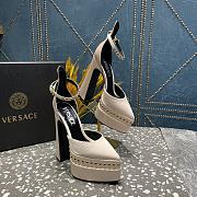 Versace Aevitas Pointy stud beige leather platform pumps - 1