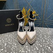 Versace Aevitas Pointy stud beige leather platform pumps - 6