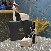 Versace Aevitas Pointy stud beige leather platform pumps - 5