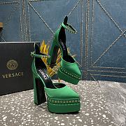 Versace Aevitas Pointy stud green leather platform pumps - 1