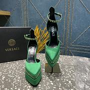 Versace Aevitas Pointy stud green leather platform pumps - 5