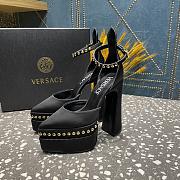 Versace Aevitas Pointy stud black leather platform pumps - 4