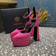 Versace Aevitas Pointy stud pink leather platform pumps - 6