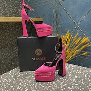 Versace Aevitas Pointy stud pink leather platform pumps - 5