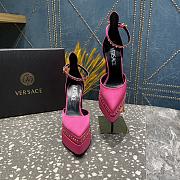 Versace Aevitas Pointy stud pink leather platform pumps - 4