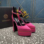 Versace Aevitas Pointy stud pink leather platform pumps - 3