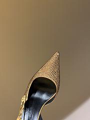 Versace Safety Pin Pointed Toe Slingback Gold Pumps 12cm - 2