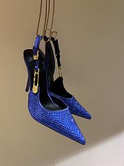 Versace Safety Pin Pointed Toe Slingback Blue Pumps 12cm - 1