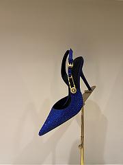 Versace Safety Pin Pointed Toe Slingback Blue Pumps 12cm - 5