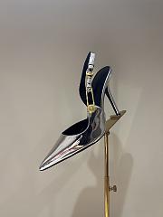 Versace Safety Pin Pointed Toe Slingback Silver Pumps 12cm - 2