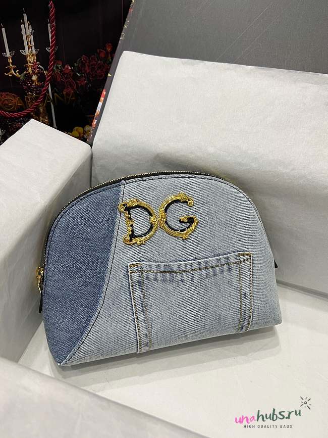 DOLCE & GABBANA Girls Denim Patchwork Make Up Bag - 1