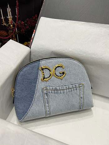 DOLCE & GABBANA Girls Denim Patchwork Make Up Bag