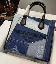 DOLCE & GABBANA denim shopper with embroidered logo bag - 6