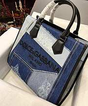 DOLCE & GABBANA denim shopper with embroidered logo bag - 2