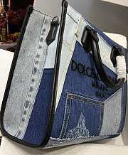 DOLCE & GABBANA denim shopper with embroidered logo bag - 3