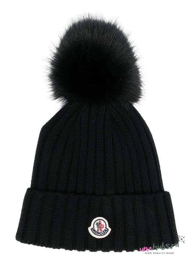 Moncler Women's Black Beanie With Pom-pom - 1