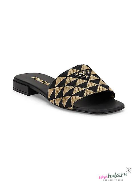 Prada Black Logo-plaque Sandals - 1