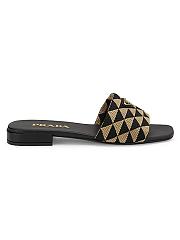 Prada Black Logo-plaque Sandals - 4