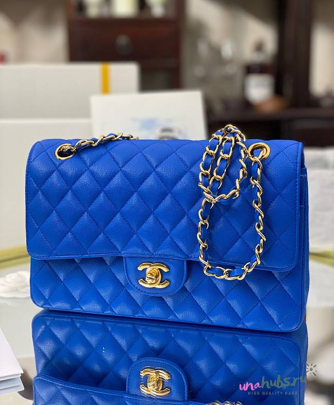 Chanel Cf flap bag blue gold hardware bag - 1