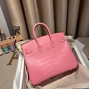 Hermes Birkin 25 Vert de Eau Pink Matte Alligator Palladium Hardware Bag - 6