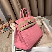 Hermes Birkin 25 Vert de Eau Pink Matte Alligator Palladium Hardware Bag - 5