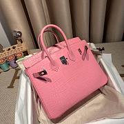 Hermes Birkin 25 Vert de Eau Pink Matte Alligator Palladium Hardware Bag - 4